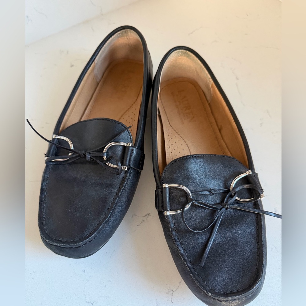 Ralph Lauren 100% leather black loafers sz 7.5